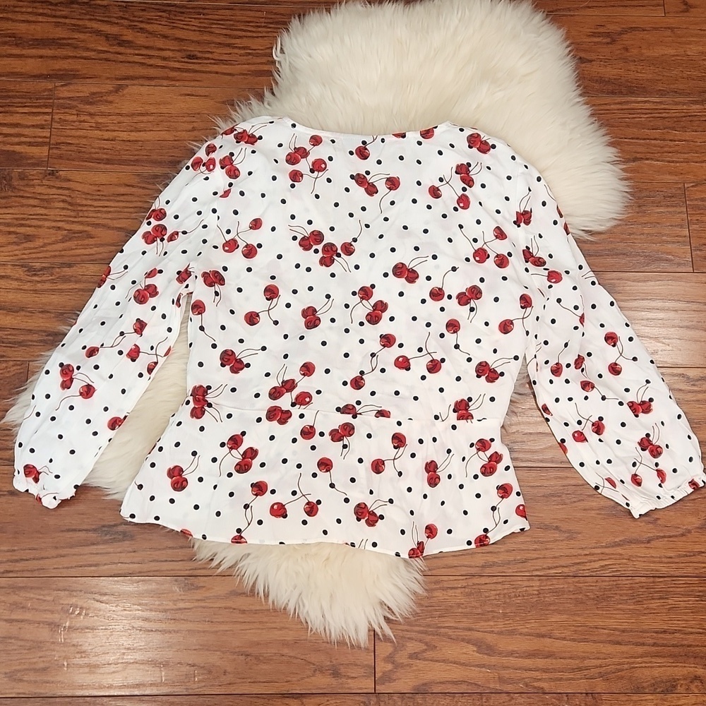 Topshop Cherry Polka Dot Blouse - Picture 4 of 7